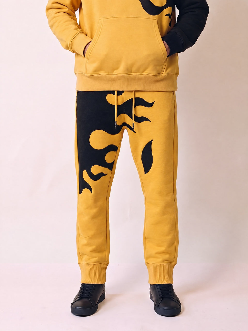 Flame Joggers II – Yellow – on model, front