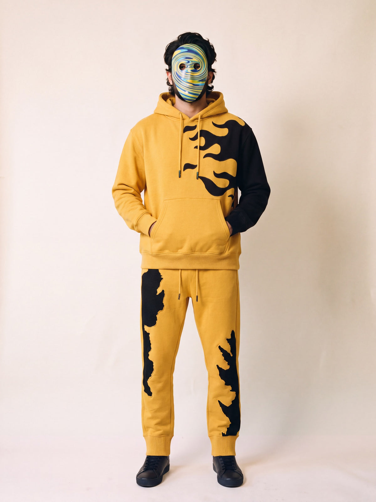 Flame Hoodie – Yellow – on model, front