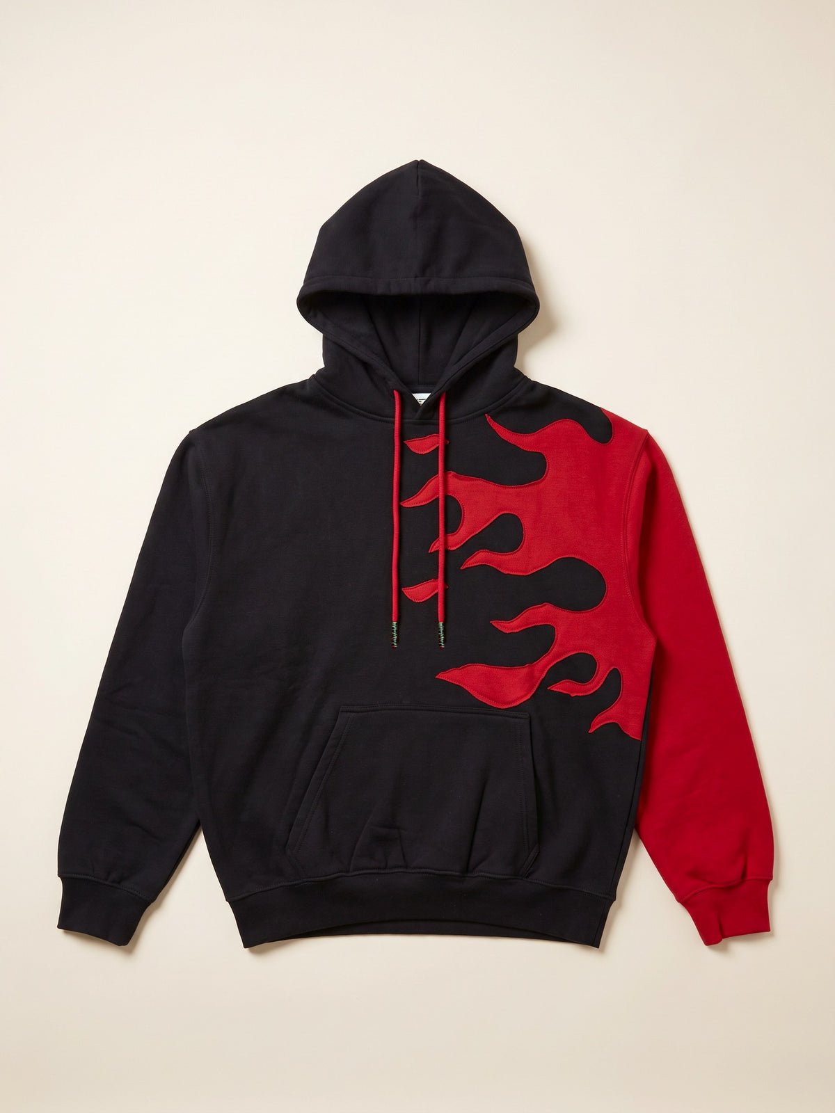 Flame Hoodie – Black – flat lay, front