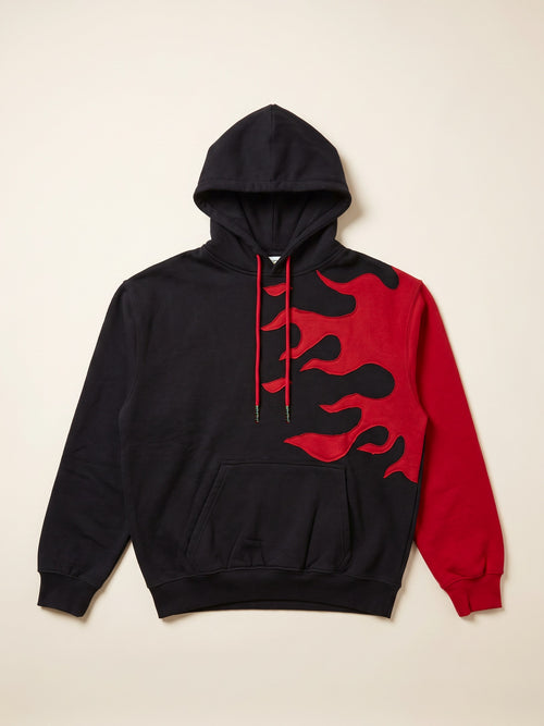 Flame Hoodie – Black – flat lay, front