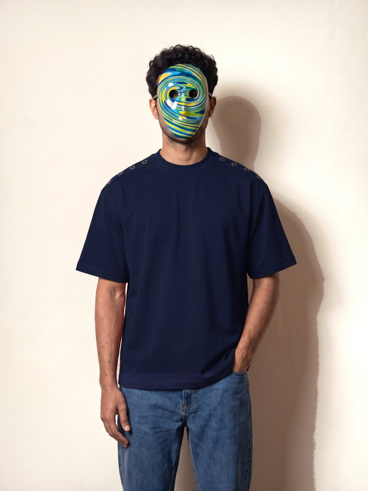Eyelet Tee - Navy - model front