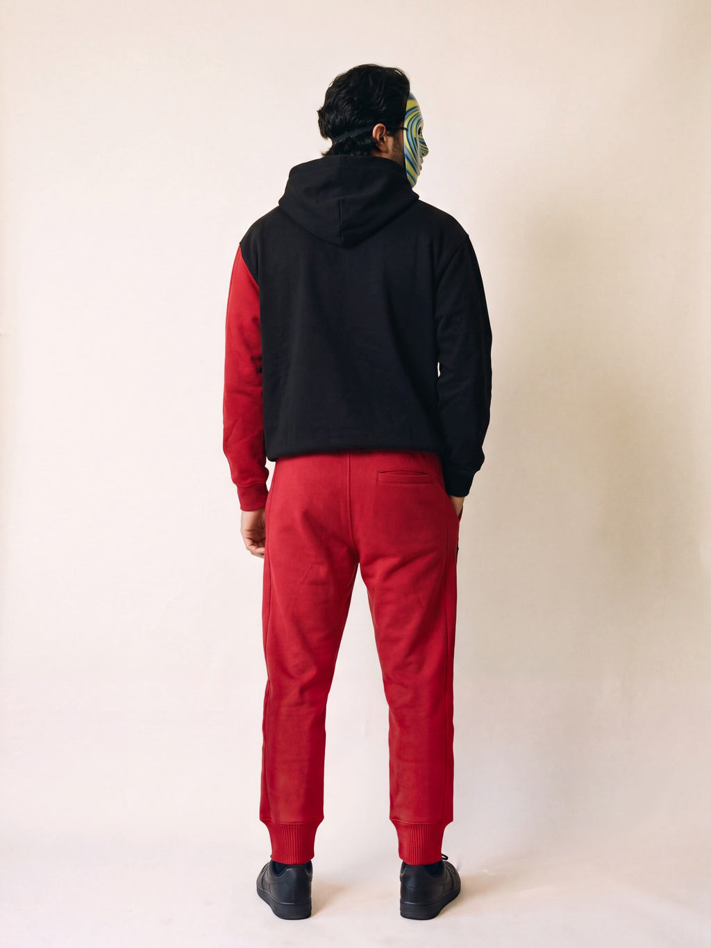 Flame Hoodie – Black – on model, back