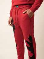 Flame Joggers – Red – side pocket on model