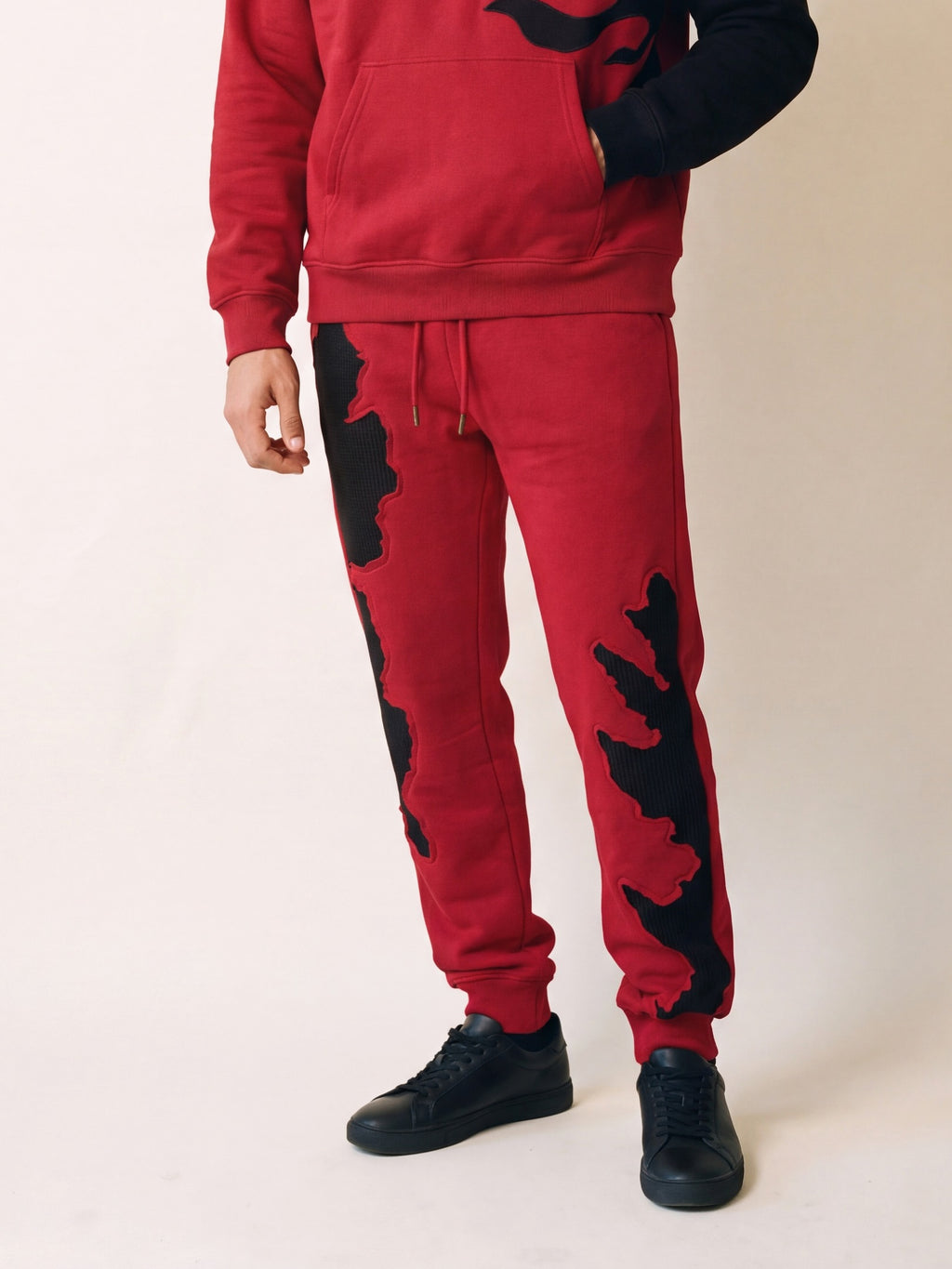 Flame Joggers – Red – on model, front