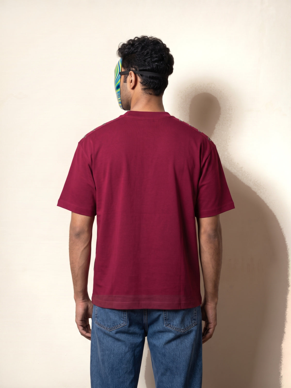 Eyelet Tee - Maroon - model back