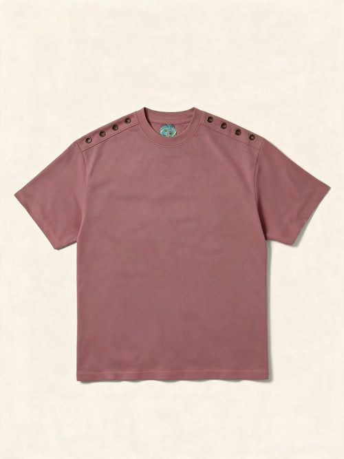 Eyelet Tee - Pink - flat front