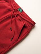 Flame Joggers – Red – waistband, drawcord and side pocket close-up