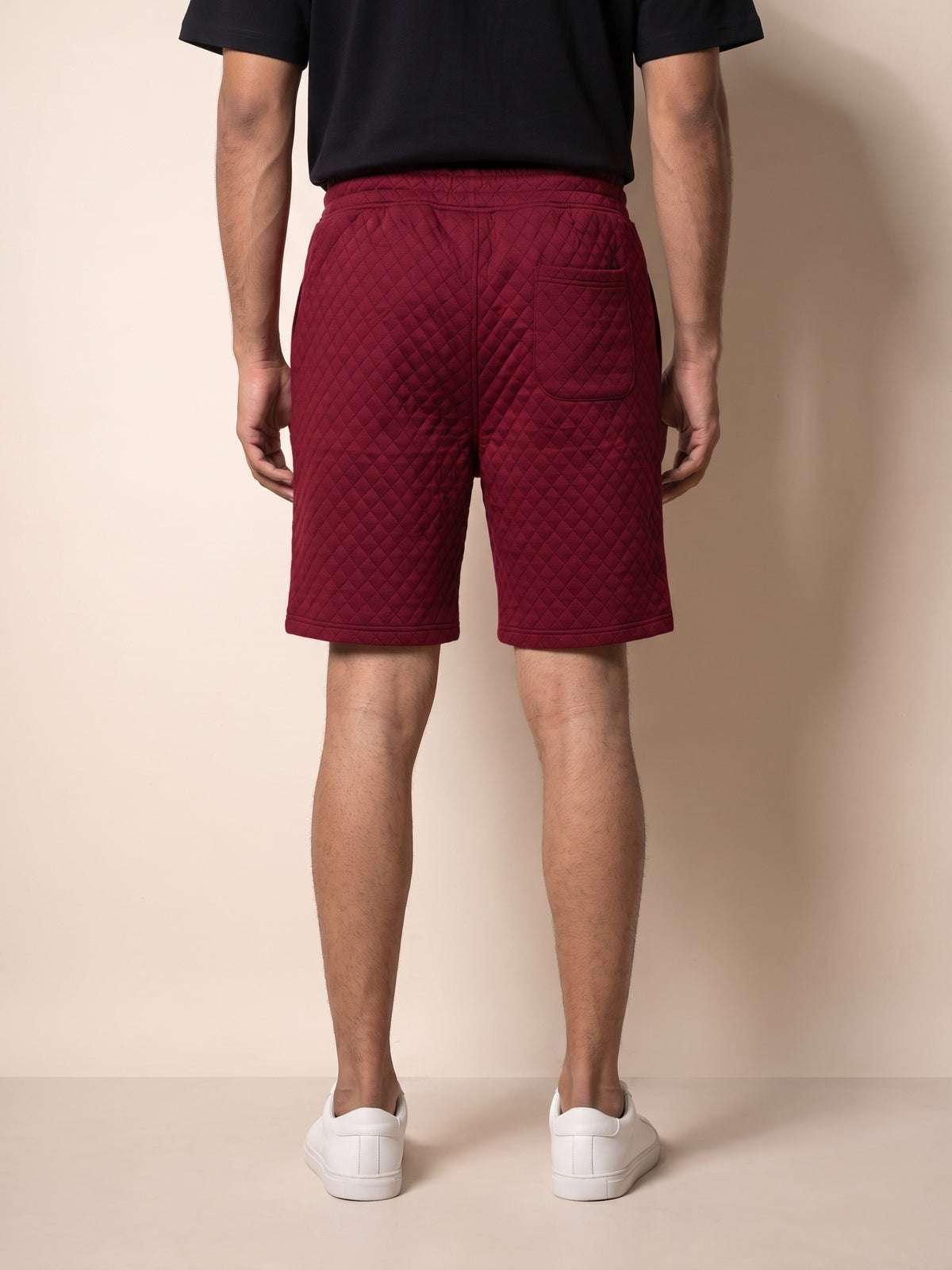 Jacquard Shorts - Maroon - model back