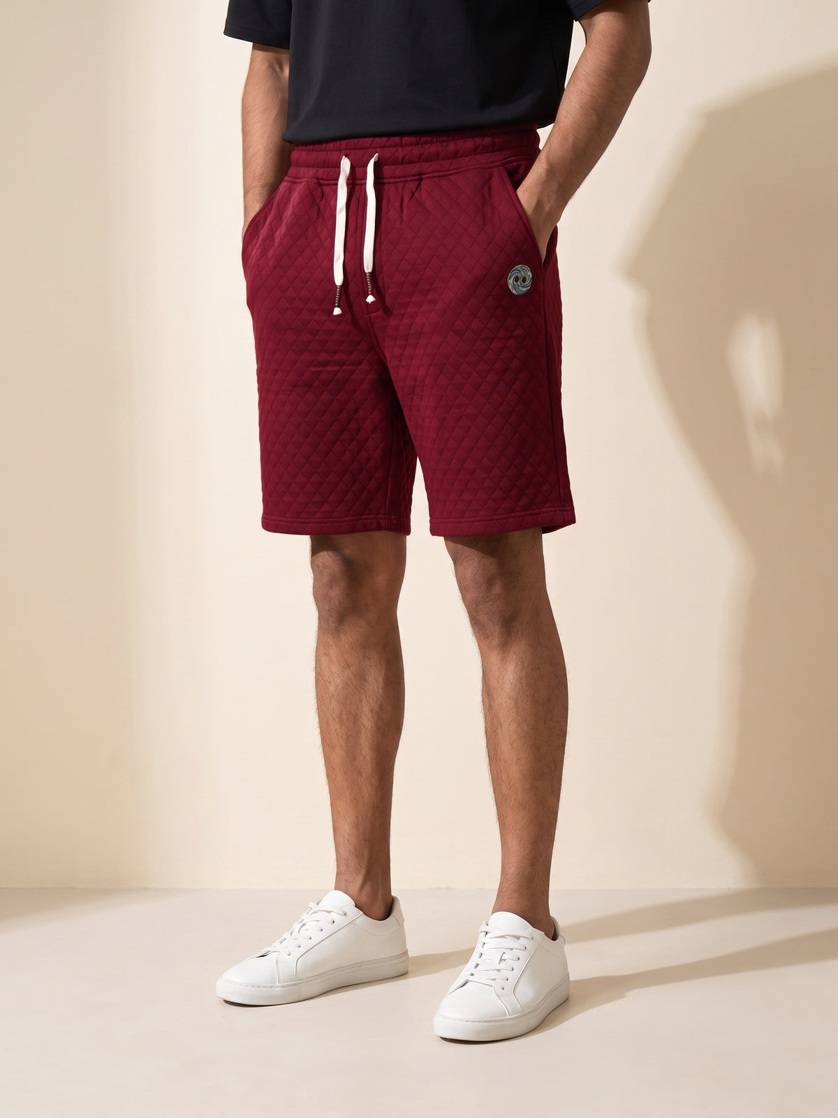 Jacquard Shorts - Maroon - model front