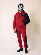 Flame Hoodie – Red – on model, front