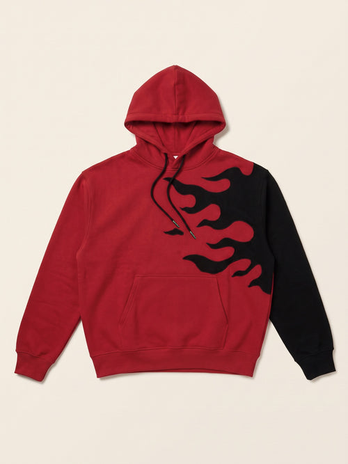 Flame Hoodie – Red – flat lay, front