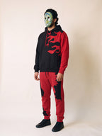 Flame Hoodie – Black – on model, front