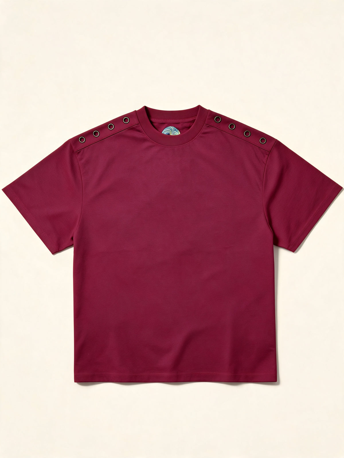 Eyelet Tee - Maroon - flat front