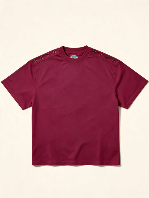 Eyelet Tee - Maroon - flat front