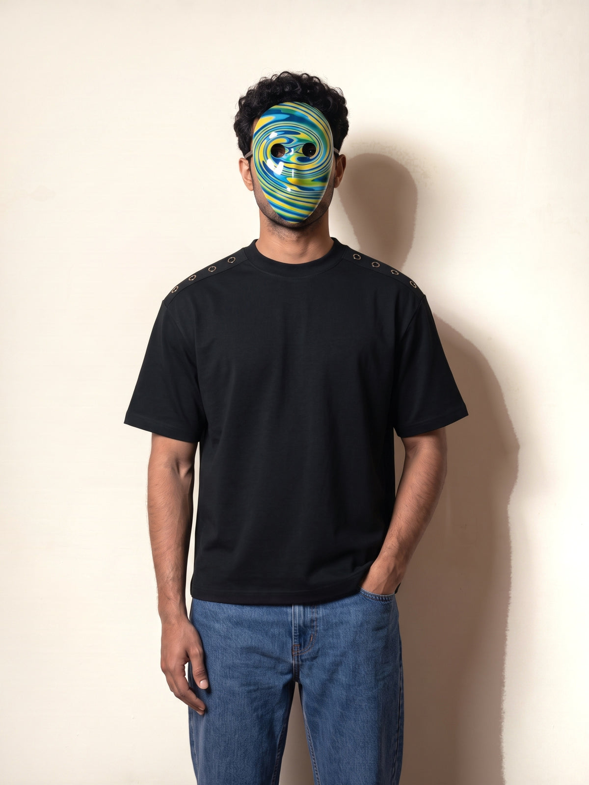 Eyelet Tee - Black - model front
